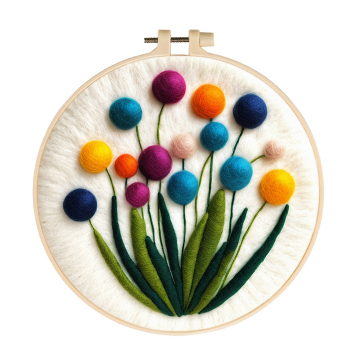 Colorful Spherical Flowers Wool Needle Felting Painting Kit
