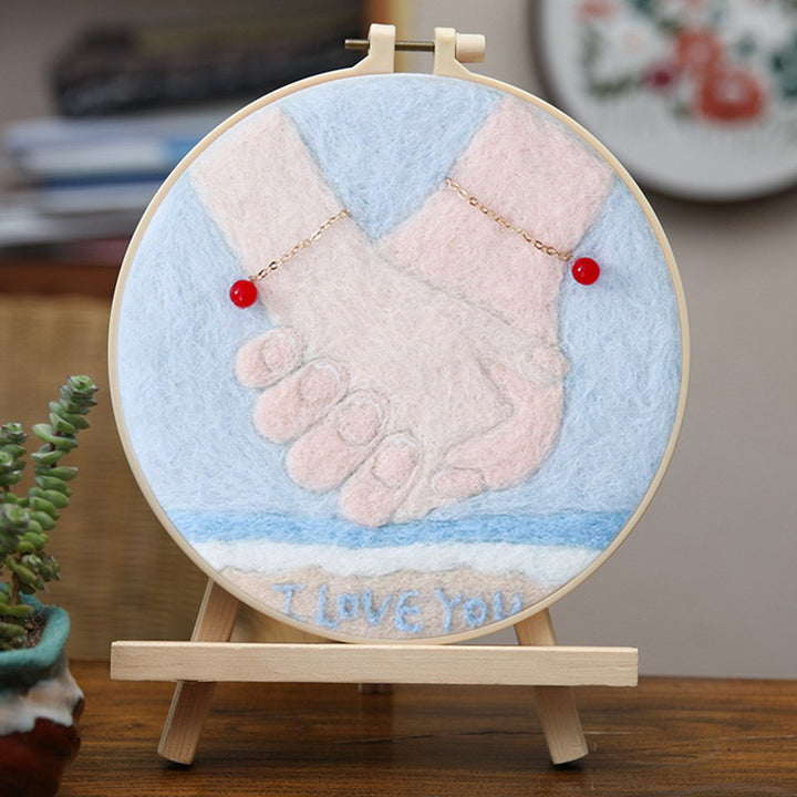 Couple Holding Hands Wool Needle Felting Painting Kit