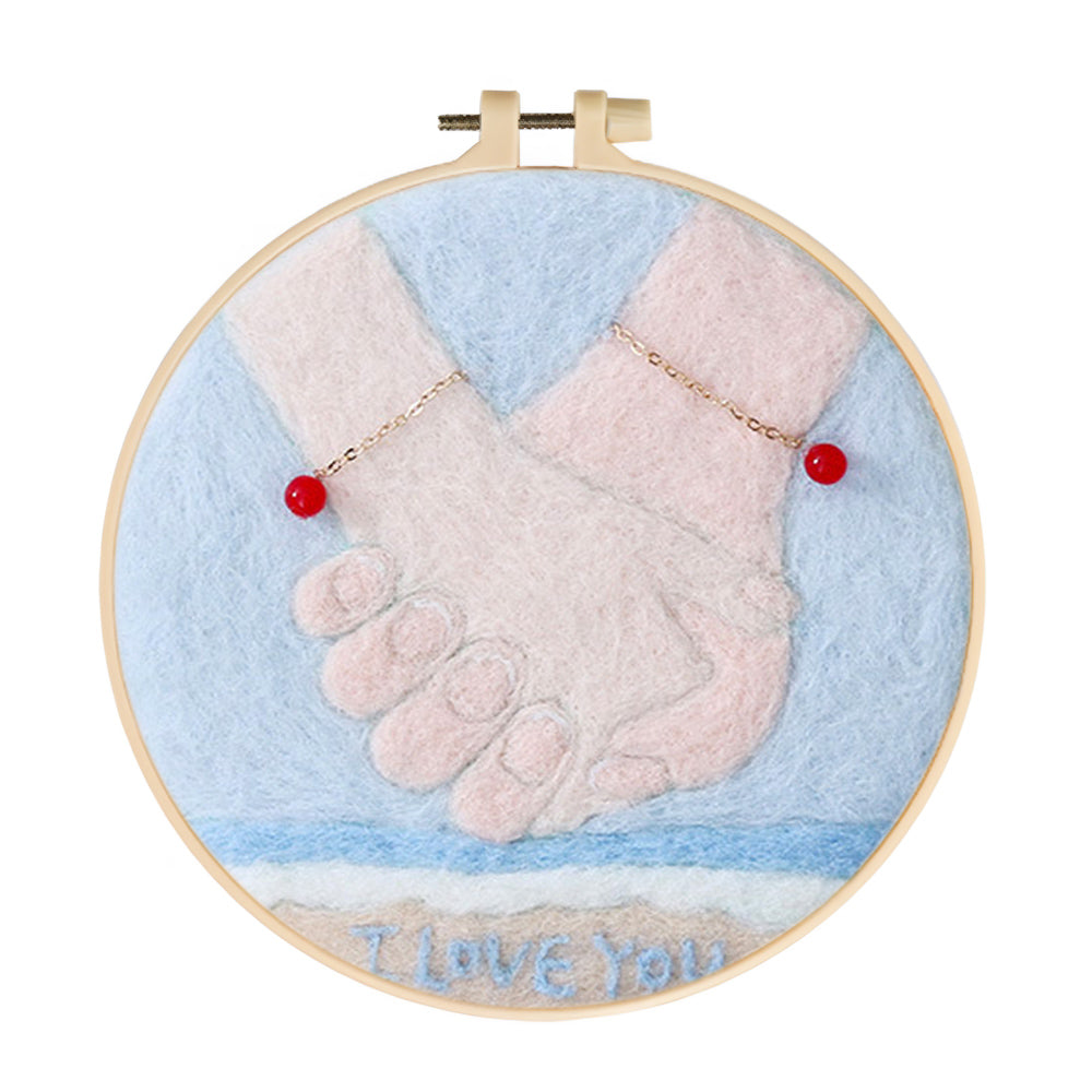 Couple Holding Hands Wool Needle Felting Painting Kit