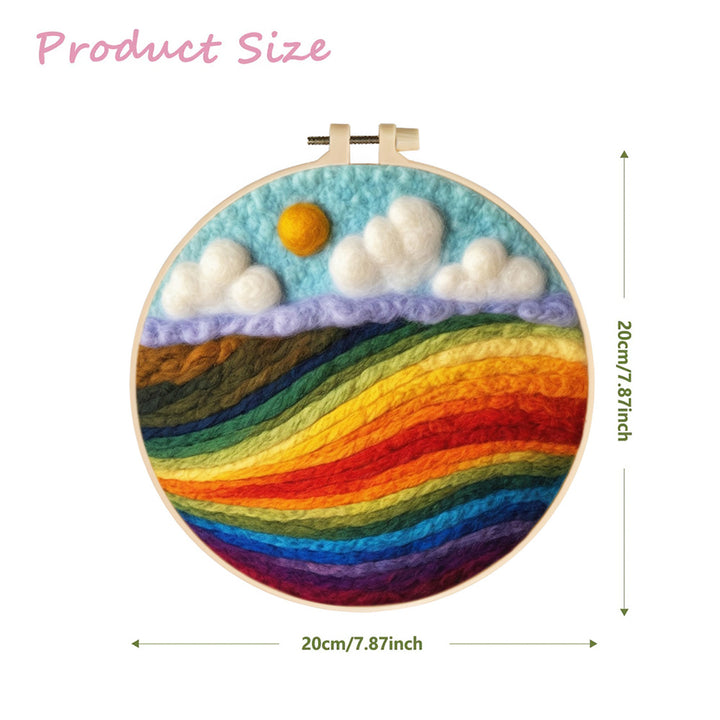 Rainbow Hillside under White Clouds Wool Needle Felting Painting Kit