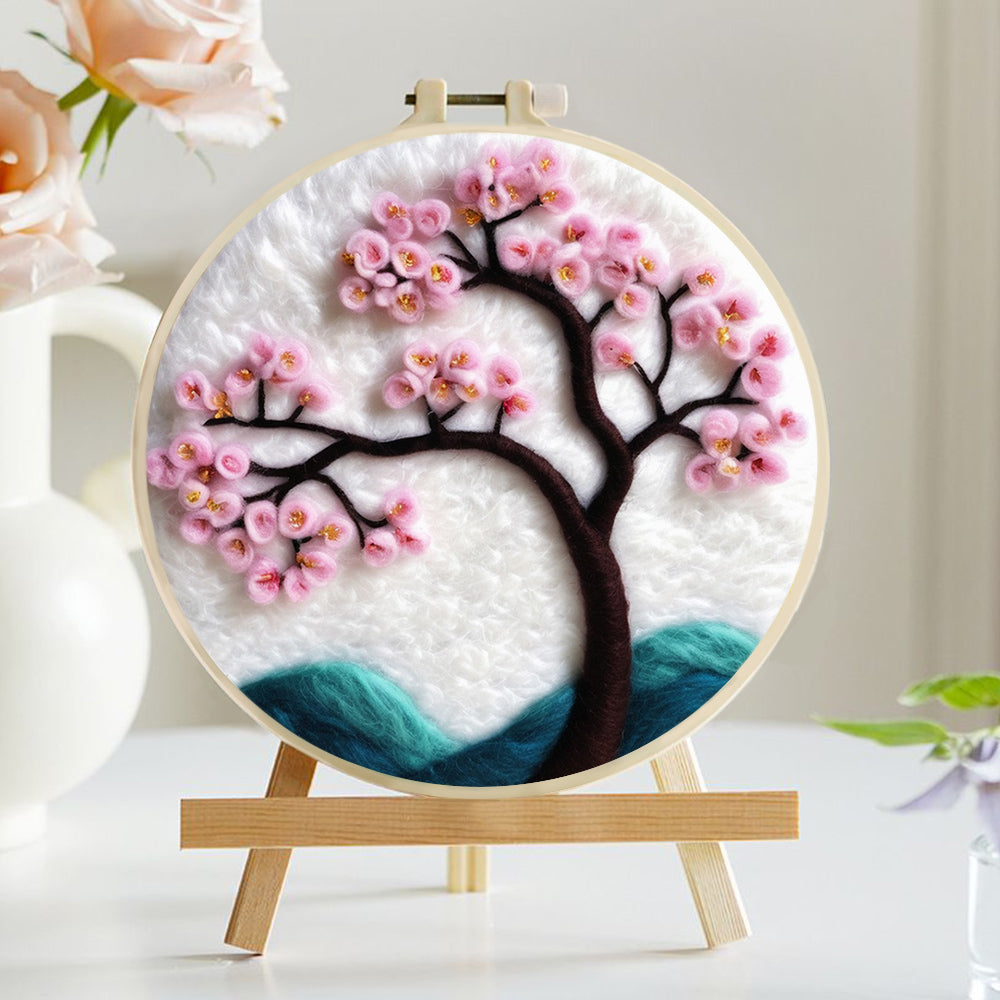 Delicate Cherry Blossom Tree Wool Needle Felting Painting Kit