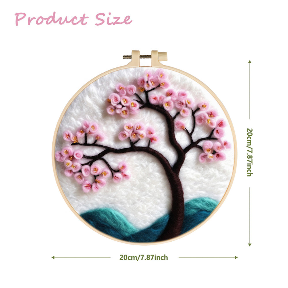 Delicate Cherry Blossom Tree Wool Needle Felting Painting Kit