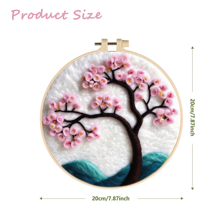 Delicate Cherry Blossom Tree Wool Needle Felting Painting Kit