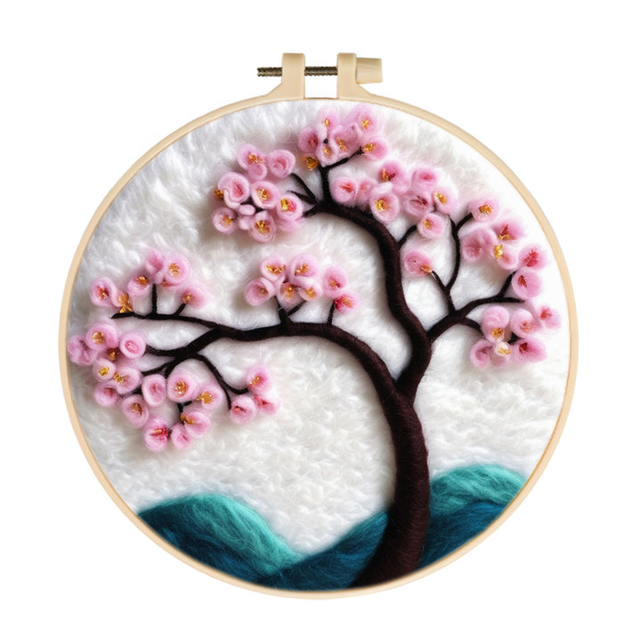 Delicate Cherry Blossom Tree Wool Needle Felting Painting Kit