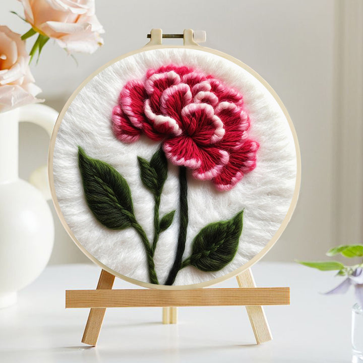 Delicate Pink Carnation Bloom Wool Needle Felting Painting Kit