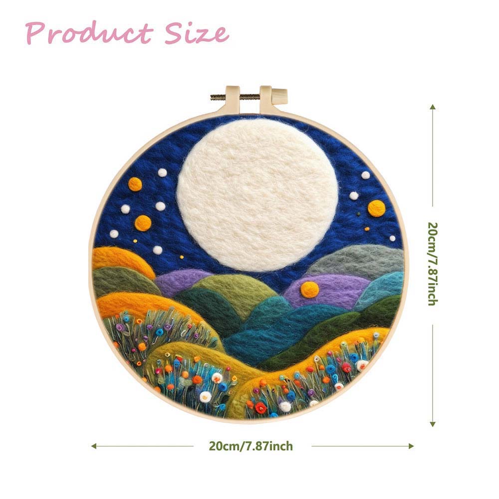 Flower Valley under the Full Moon Wool Needle Felting Painting Kit