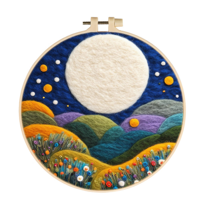 Flower Valley under the Full Moon Wool Needle Felting Painting Kit