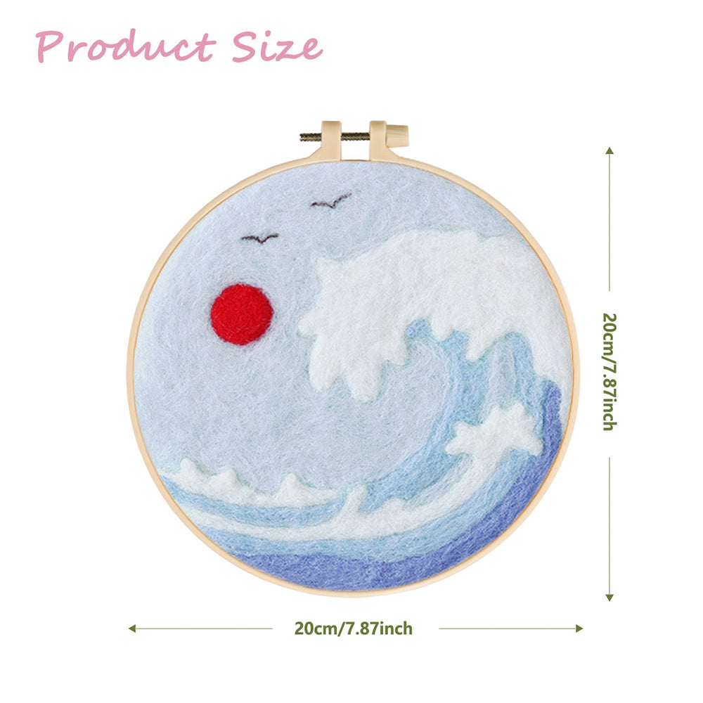 Waves and the Red Sun Wool Needle Felting Painting Kit