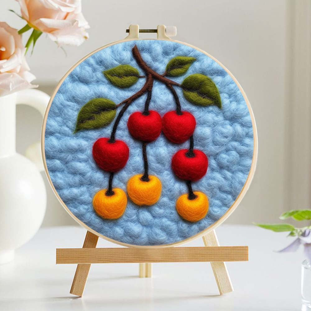 Red and Yellow Apples on the Branches Wool Needle Felting Painting Kit