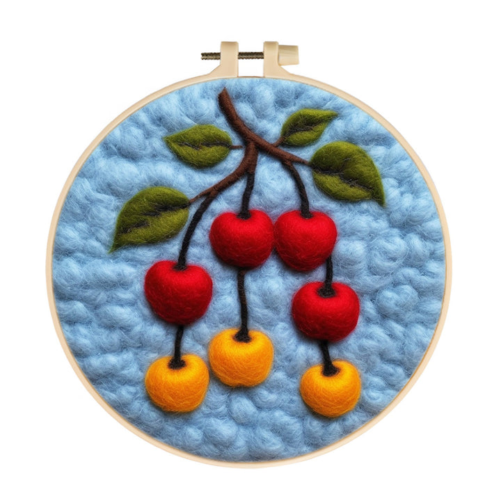 Red and Yellow Apples on the Branches Wool Needle Felting Painting Kit