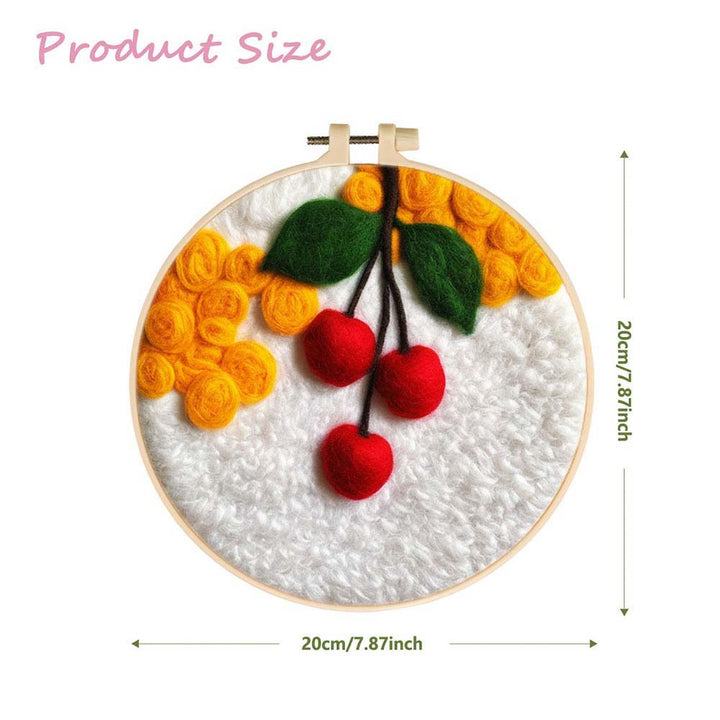 Red Cherries and Yellow Roses Wool Needle Felting Painting Kit