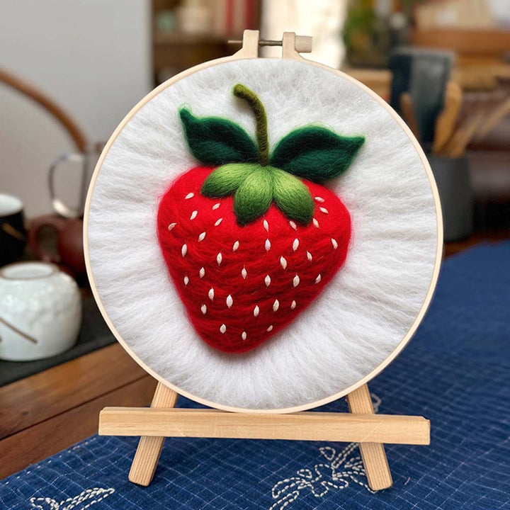 A Tempting Strawberry Wool Needle Felting Painting Kit