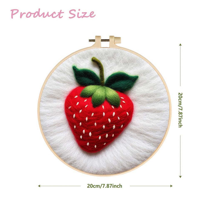 A Tempting Strawberry Wool Needle Felting Painting Kit