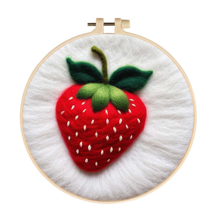 A Tempting Strawberry Wool Needle Felting Painting Kit