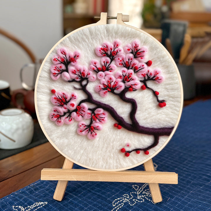 Plum Blossoms in Quiet Elegance Wool Needle Felting Painting Kit
