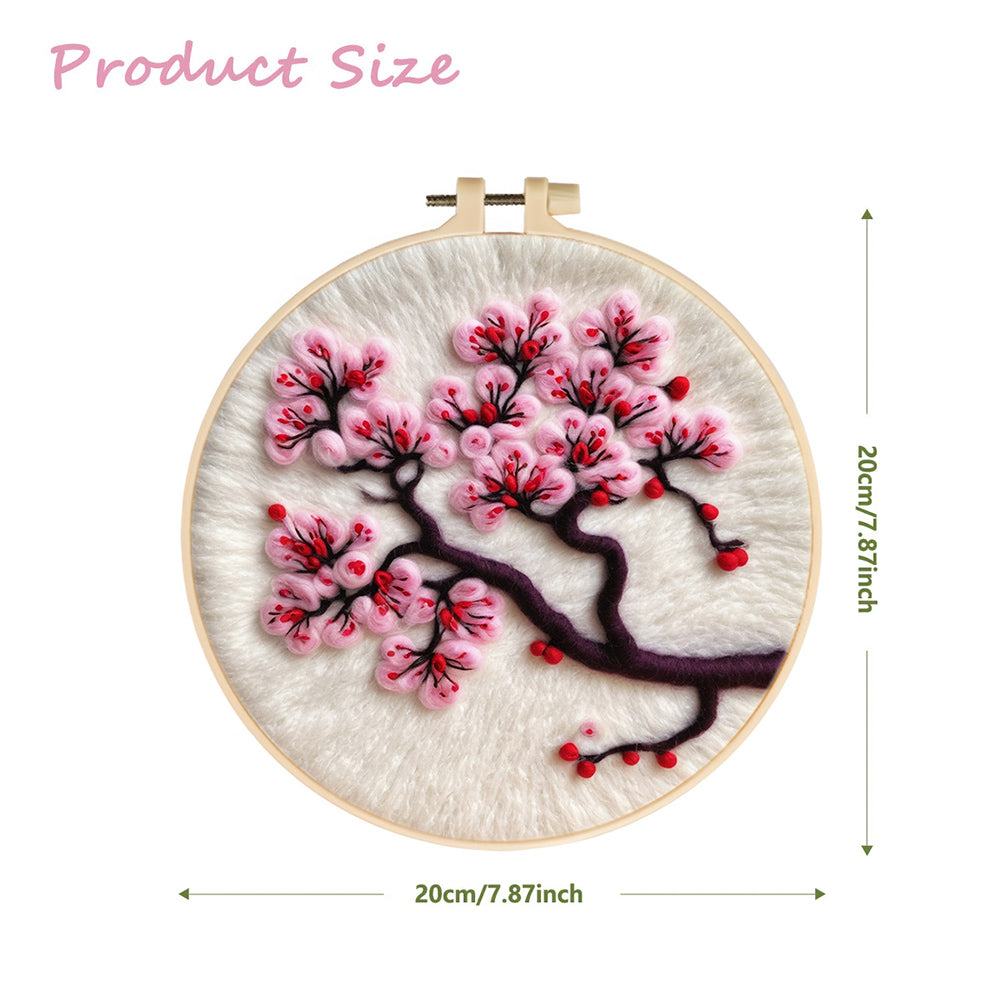Plum Blossoms in Quiet Elegance Wool Needle Felting Painting Kit