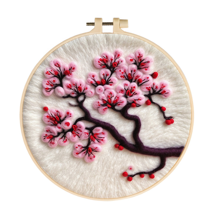 Plum Blossoms in Quiet Elegance Wool Needle Felting Painting Kit