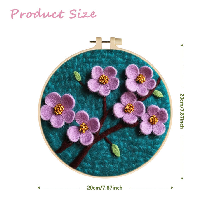 Peach Blossoms in Gentle Spring Wool Needle Felting Painting Kit