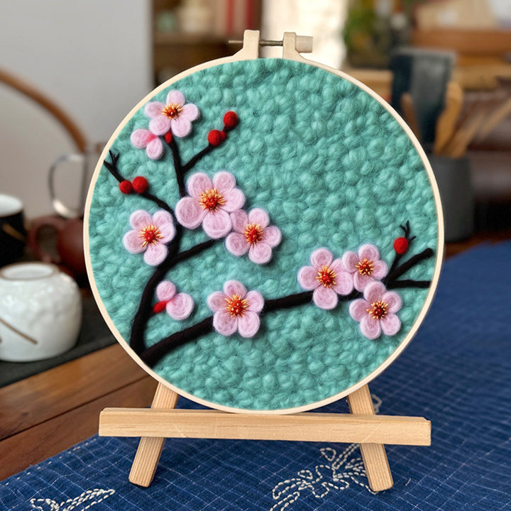 Elegant Plum Blossoms in Early Spring Wool Needle Felting Painting Kit