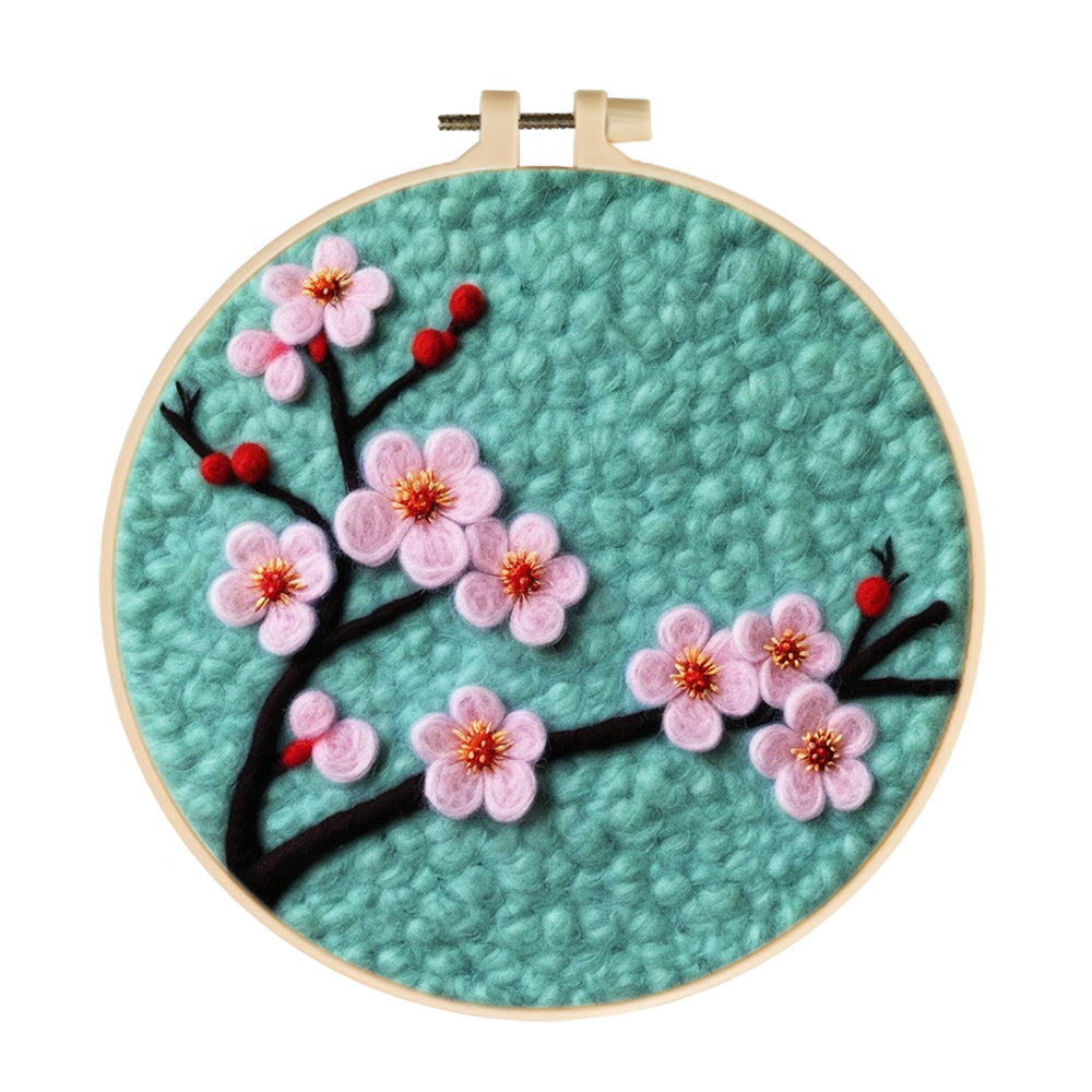 Elegant Plum Blossoms in Early Spring Wool Needle Felting Painting Kit