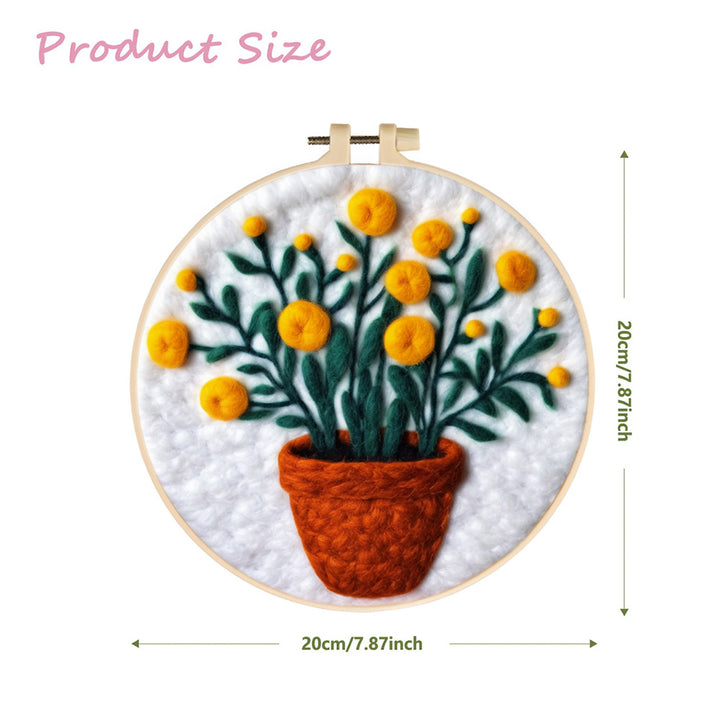 Yellow Flower Potted Plant Wool Needle Felting Painting Kit