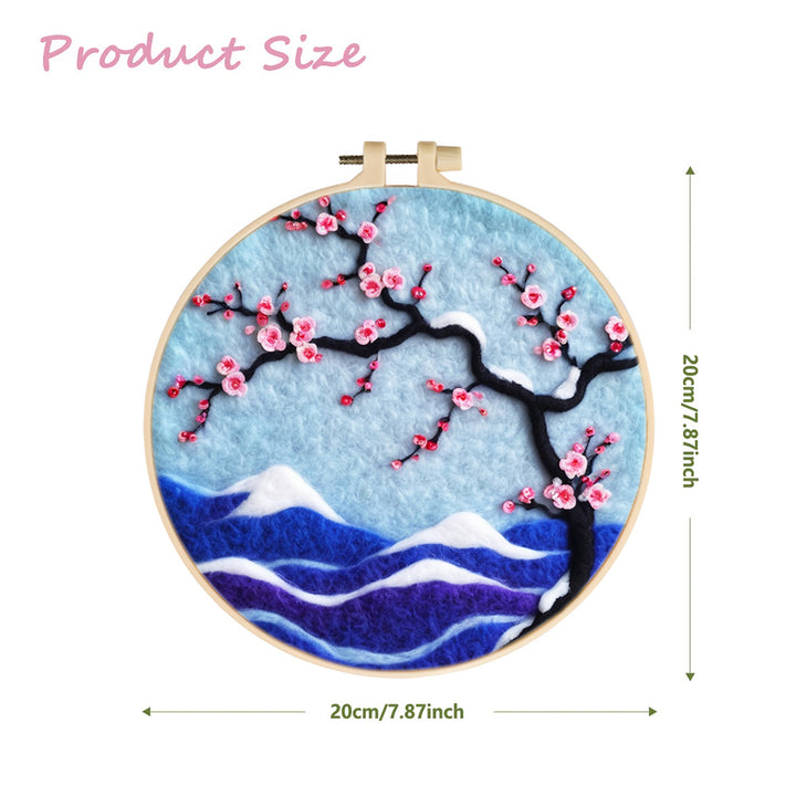 Plum Blossoms by the Blue Sea Wool Needle Felting Painting Kit