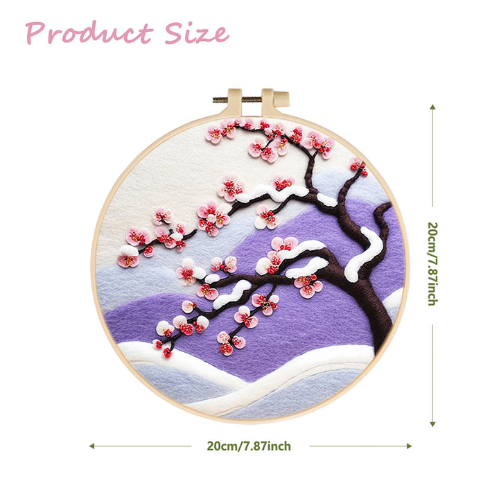 Plum Blossoms in Snowfall Wool Needle Felting Painting Kit