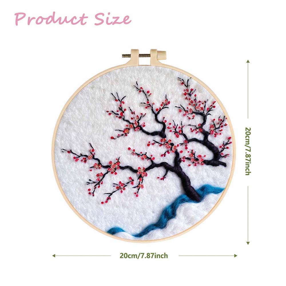 Red Plum Trees in the Snow Wool Needle Felting Painting Kit