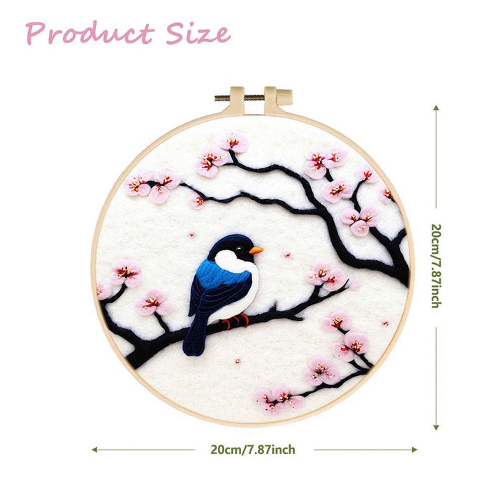 Bird on the Peach Flower Tree Wool Needle Felting Painting Kit