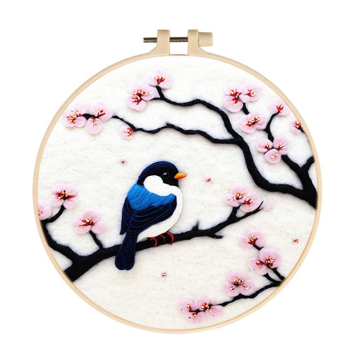 Bird on the Peach Flower Tree Wool Needle Felting Painting Kit