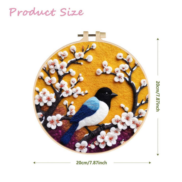 Bird on the White Flower Tree Wool Needle Felting Painting Kit