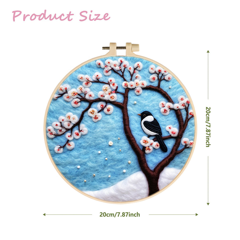 Winter Snow Embracing Plum Blooms Wool Needle Felting Painting Kit