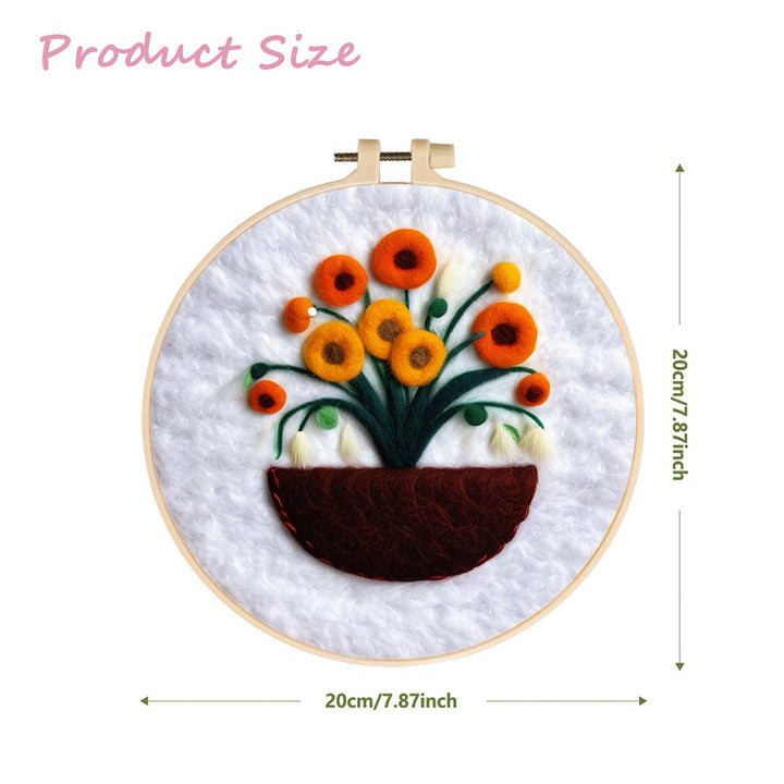 Warm Potted Blooms Wool Needle Felting Painting Kit