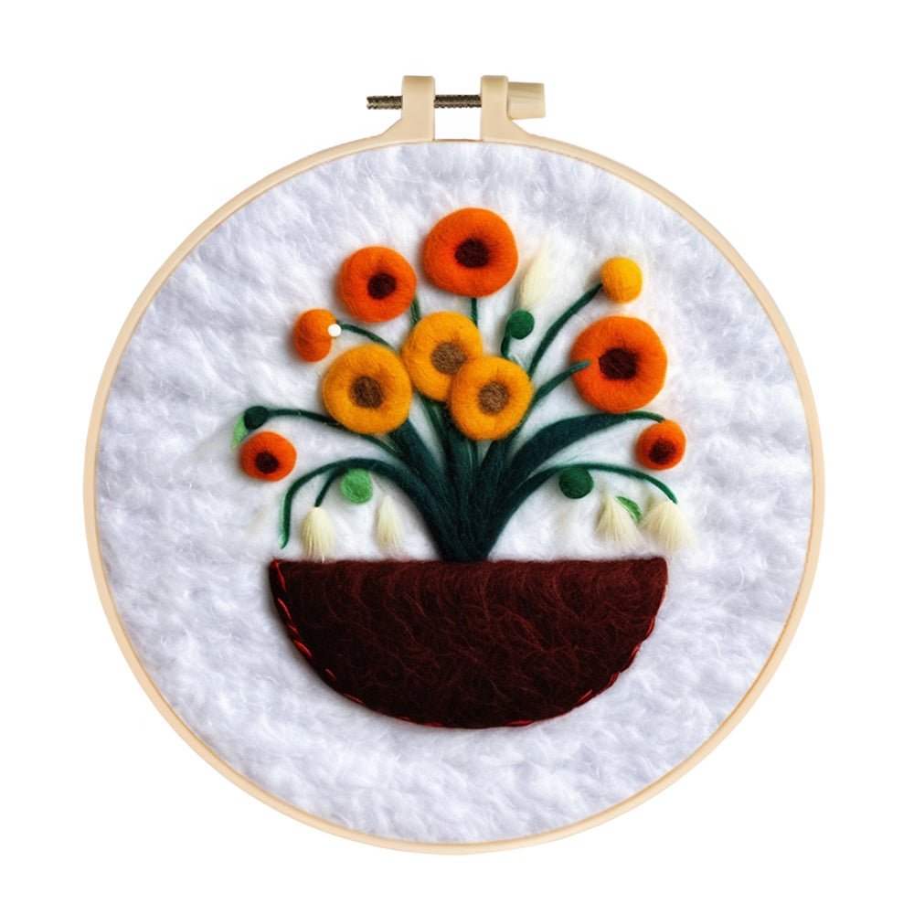 Warm Potted Blooms Wool Needle Felting Painting Kit