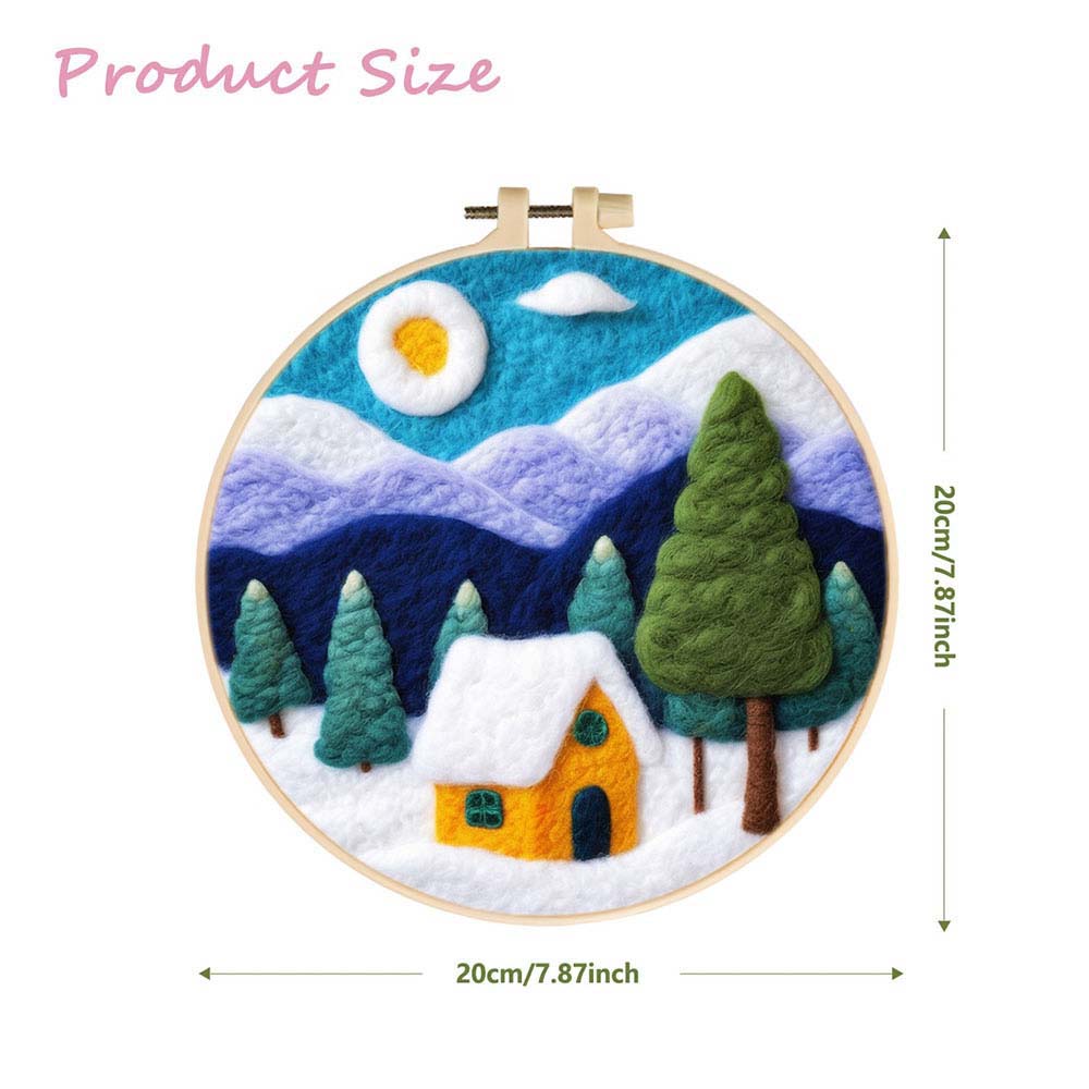 Snow House and Mountains Wool Needle Felting Painting Kit