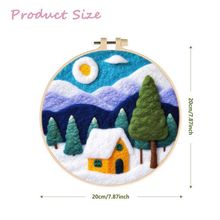 Snow House and Mountains Wool Needle Felting Painting Kit