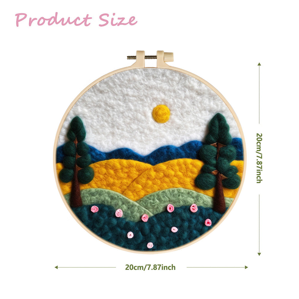 Golden and Green Hillsides Wool Needle Felting Painting Kit