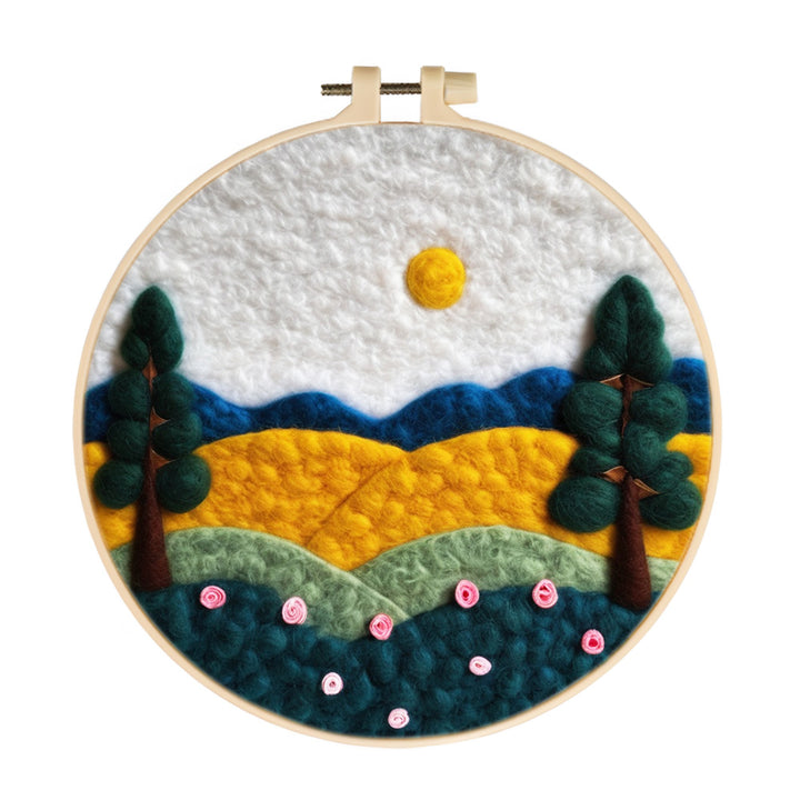 Golden and Green Hillsides Wool Needle Felting Painting Kit