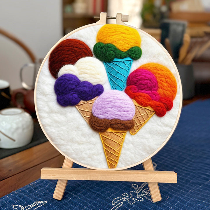 Colorful Ice Creams Wool Needle Felting Painting Kit