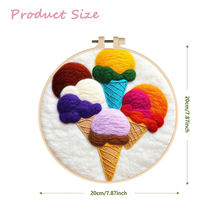 Colorful Ice Creams Wool Needle Felting Painting Kit