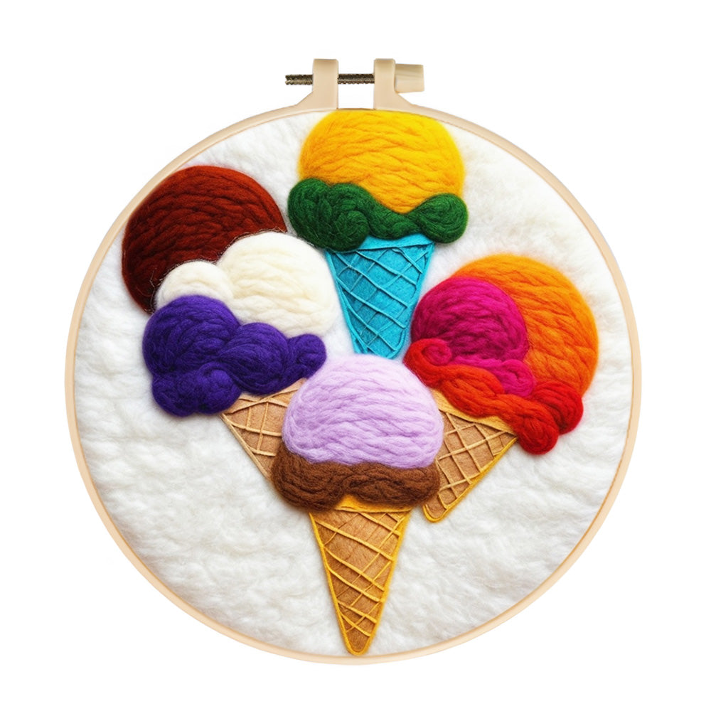 Colorful Ice Creams Wool Needle Felting Painting Kit