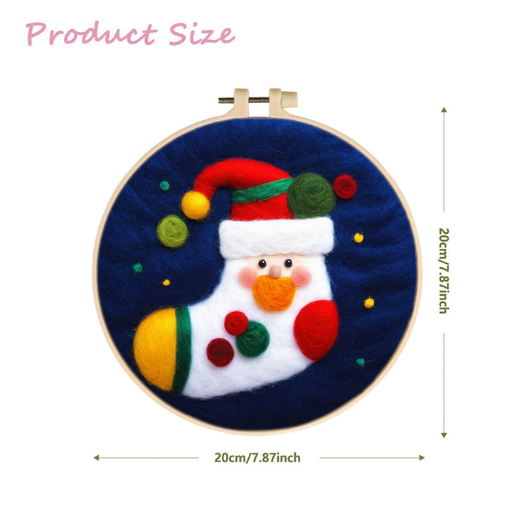 Christmas Stocking with Hat Wool Needle Felting Painting Kit