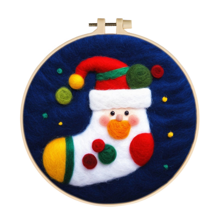 Christmas Stocking with Hat Wool Needle Felting Painting Kit