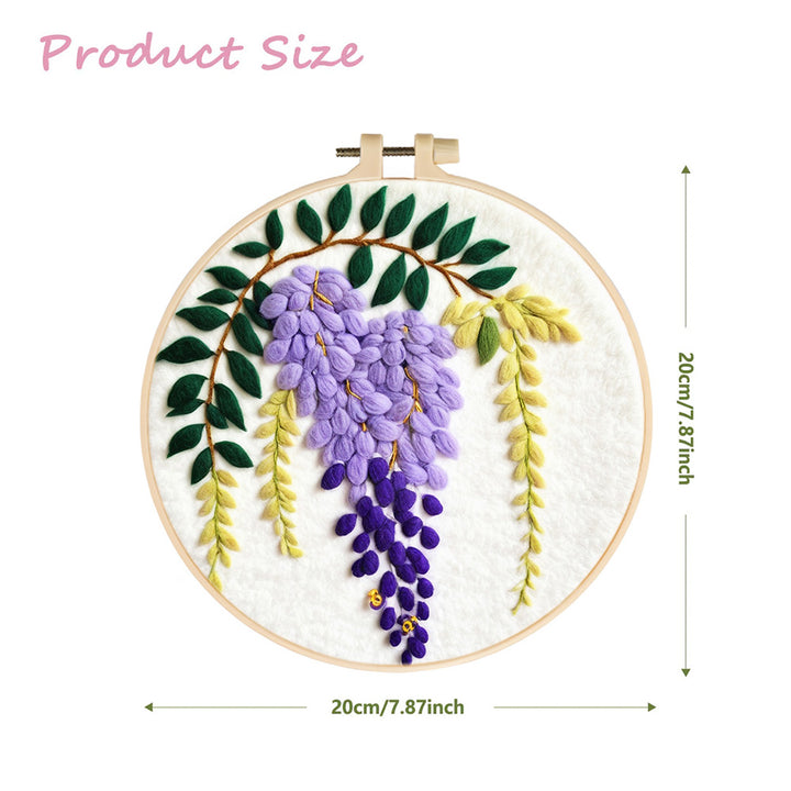 Wisteria Flower with Green Leaves Wool Needle Felting Painting Kit