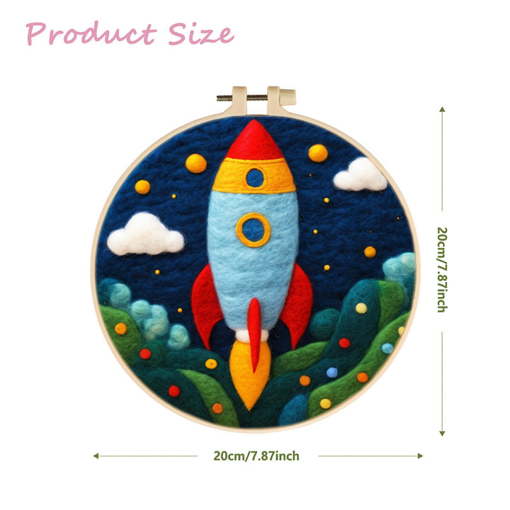 Launch Cartoon Rocket Wool Needle Felting Painting Kit