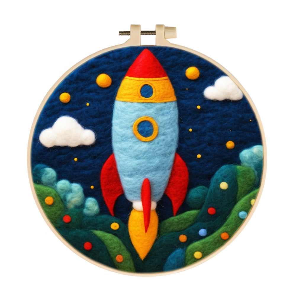 Launch Cartoon Rocket Wool Needle Felting Painting Kit
