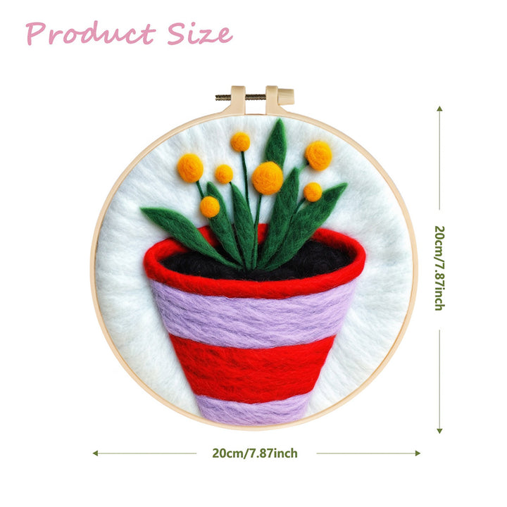 Yellow Flowers in the Flowerpot Wool Needle Felting Painting Kit