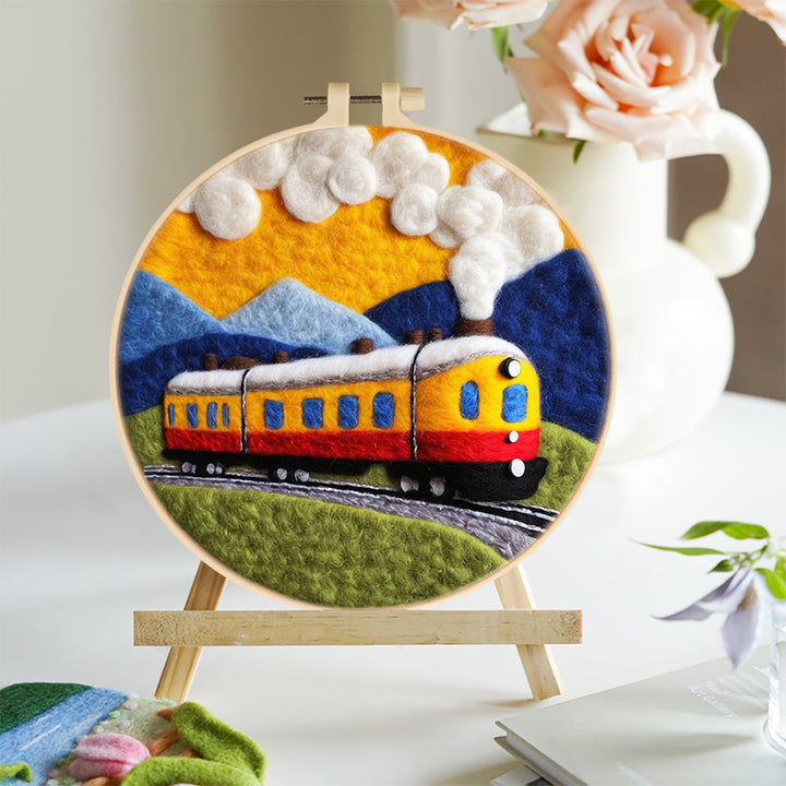 Moving Train Wool Needle Felting Painting Kit