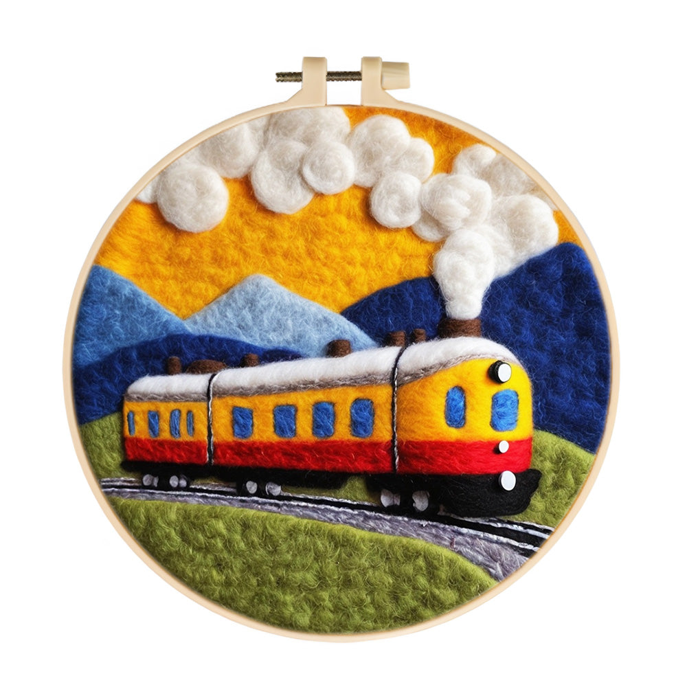 Moving Train Wool Needle Felting Painting Kit