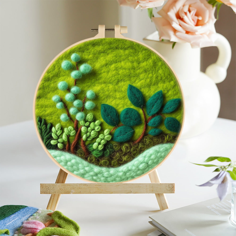 Lush Green Plants Wool Needle Felting Painting Kit